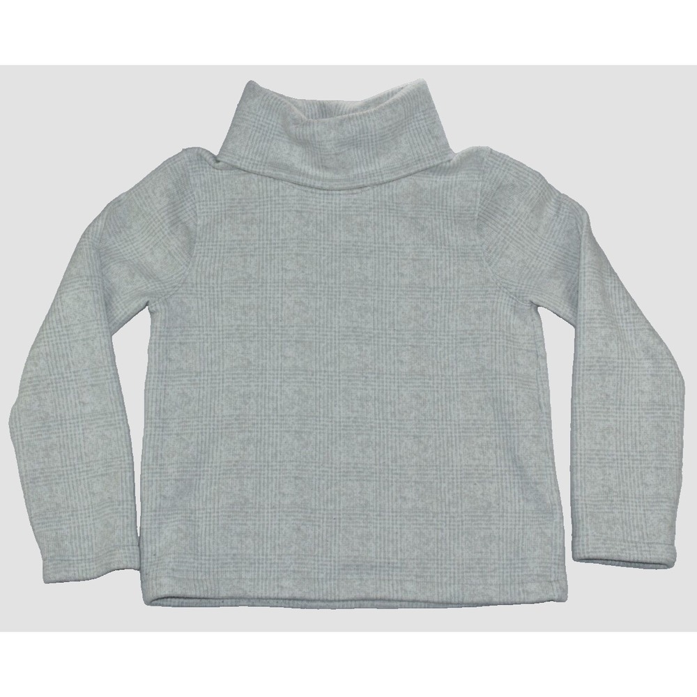 J.Crew Glen Women's Sweater Size L Plaid Gray/White Pullover Funnel Neck Fleece
